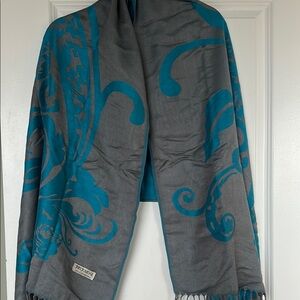 Gray and Teal Scarf by Pashmina